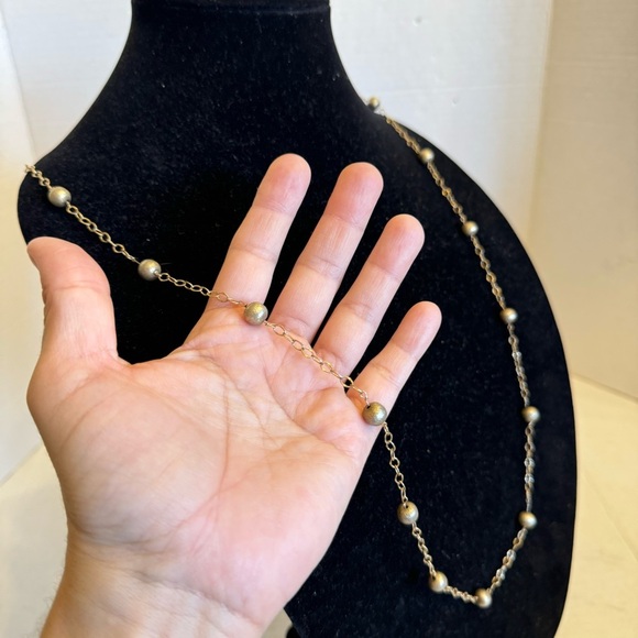 Vintage Gold Beaded Cable Link Chain Chain Necklace 14kt Gold Filled - Picture 5 of 16